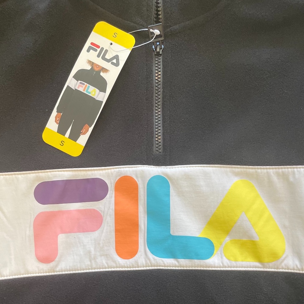 NWT FILA Black Logo Fleece Pullover - Size S - Picture 3 of 9